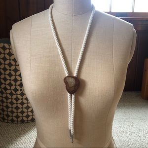 Rope and stone bolo necklace